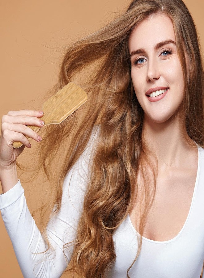 Wanmu 10 Pcs Bamboo Hair Brush, Bulk Round-tipped Bamboo Bristles Detangling Brush Paddle Lightweight Massage Anti Static for Women Men and Children, Stimulates Scalp for Hair Growth(8.5'' × 2.5') - Image 4